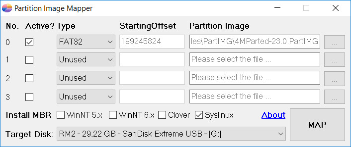 Partition Image Mapper - Install WinNT 5.x, 6.x, Clover, Syslinux