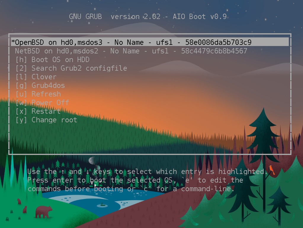 Khởi động OpenBSD và NetBSD từ Grub2