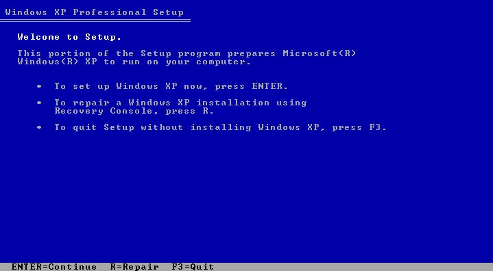 naprawa systemu Windows XP idzie na niebieski ekran