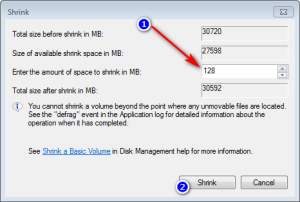 Disk Utility 128MB unallocated